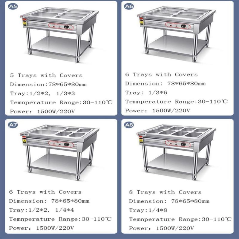 Buffet Bain Marie Cabinet Electric Food Warmer Display Showcase with Glass Top