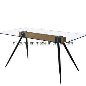 Modern Dining Room Furniture Clear Tempered Glass Dining Table