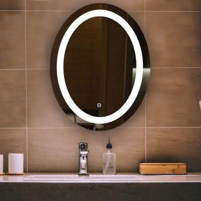 Anti Fog Wall Mounted Oval Backlit LED Modern Fog Free Plug in Light up Oval Backlit Lighted Bathroom Mirror with Defogger and Dimmer