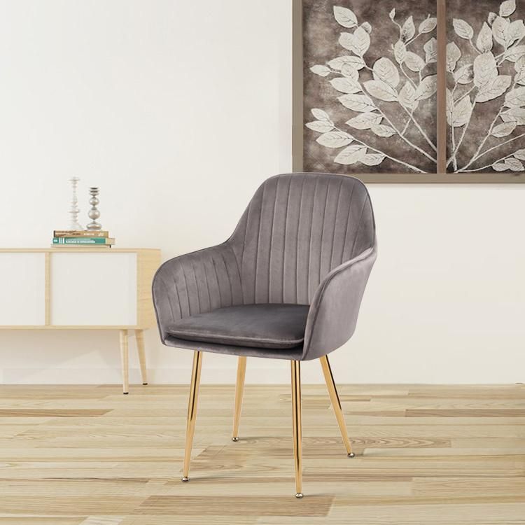 Modern Home Living Room Furniture Sofa Banquet Wedding Velvet Fabric Powder Painting Black Steel Dining Chair