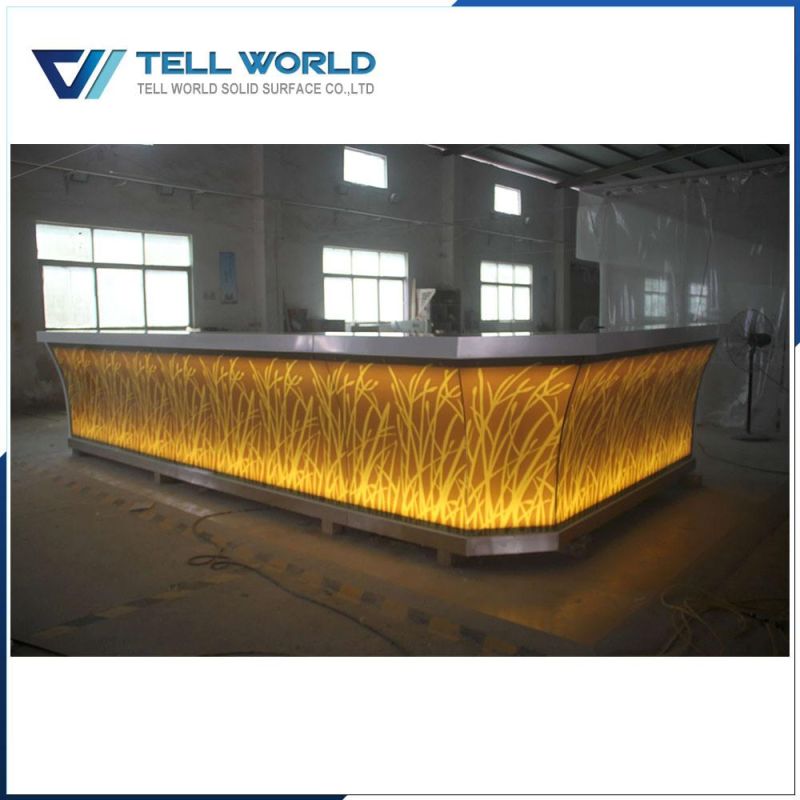 Artificial Marble Stone Restaurant LED Large Bar Counter for Sale