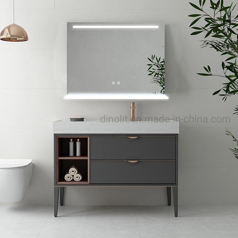Smart Customized Waterproofed Bath Wall LED Lighted Bathroom Makeup Glass Mirror with Panel Touch Sensor Switch with CE RoHS IP44 (Dimmer, bluetooth speaker)