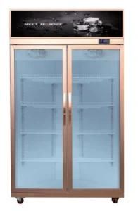 Supermaket Big Capacity Free Standing Top Refrigerator Double Door Beverage Upright Showcase
