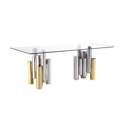 Light Luxury Modern Style Glass Table Gold Stainless Steel Coffee Table for Living Room