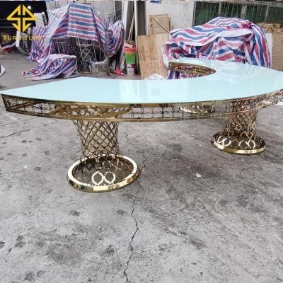 Foshan Wholsale Stainless Steel Table with Glass Top for Wedding