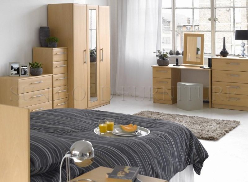 Hot Sale Cheap White Varnish Bed / Modern Bedroom Furniture Set / Home Furniture