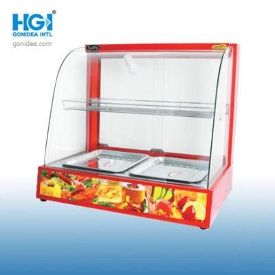 Curved Glass Warm Display Cabinet Food Warmer Display Showcase Dh-2p