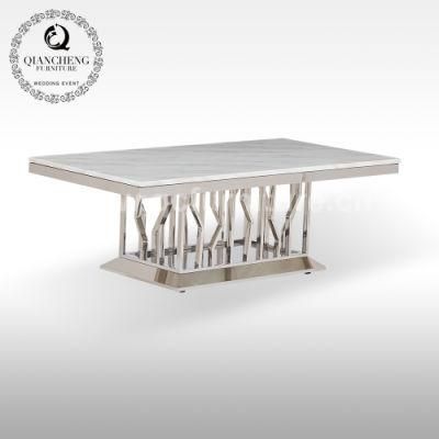 Living Room Furniture Fashion Popular Style Marble Coffee Table with Stainless Steel Frame