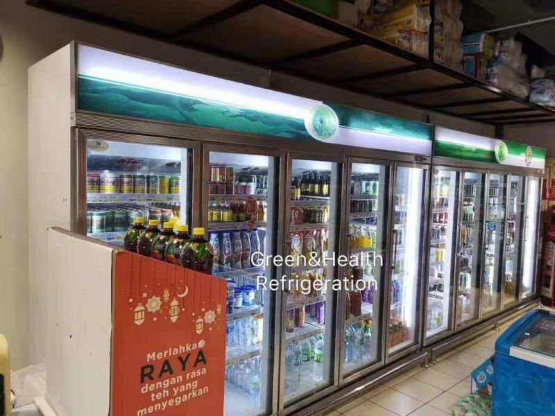 Green&Health Commercial 3 Glass Doors Upright Display Freezer Showcase for Supermarket
