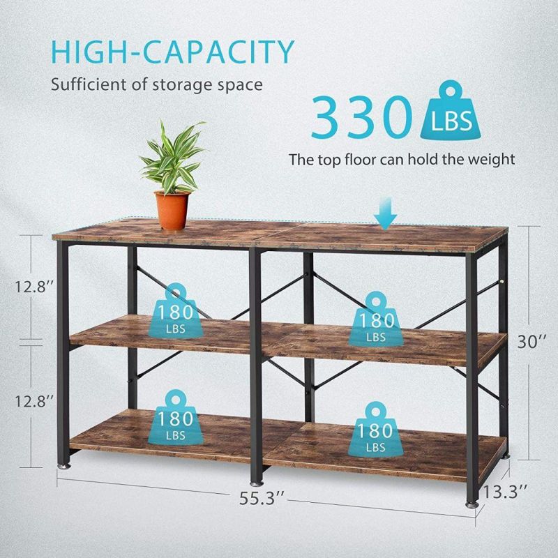 Industrial Console Table for Entryway Hallway Table with 3-Tier Shelves