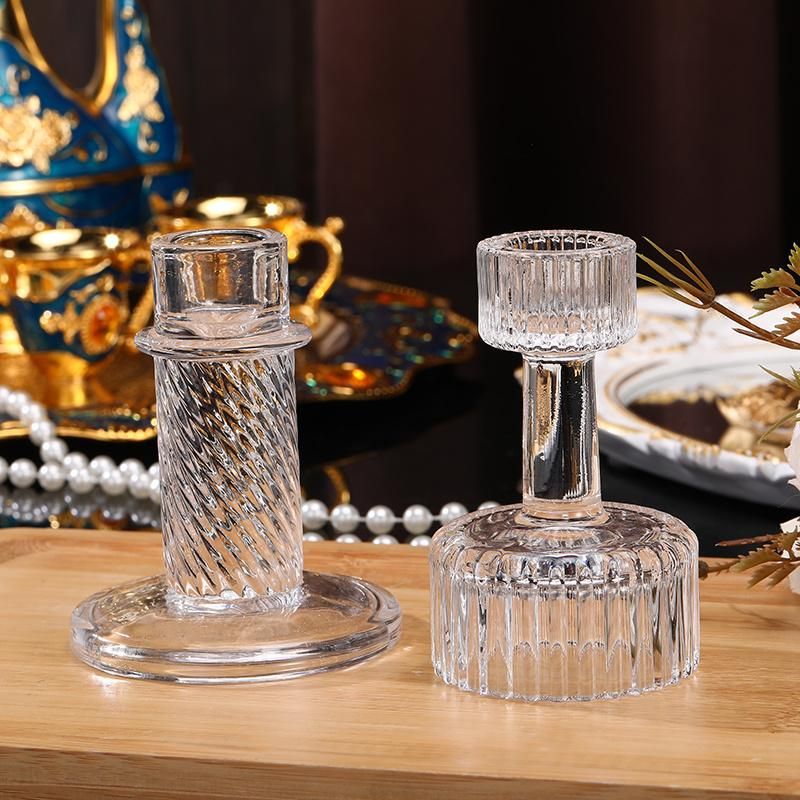 European and American Style Home Creative Retro Glass Crafts Candlestick Simple Ins Romantic Table Decoration Candlestick