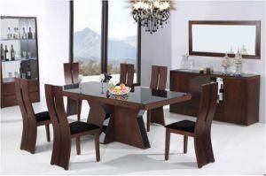 MDF Dining Room Glass Dining Table Set and Chair Tempered Glass Desk Modern Home Furniture