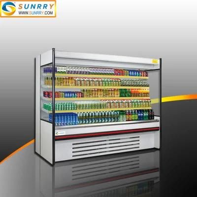 Upright Supermarket Drinks and Miks Display Cooler and Curtain Showcase