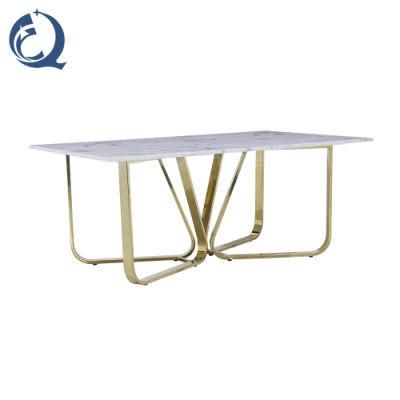 Simple Marble Top Rose Gold Dining Table 6 Chair Dining Table Set