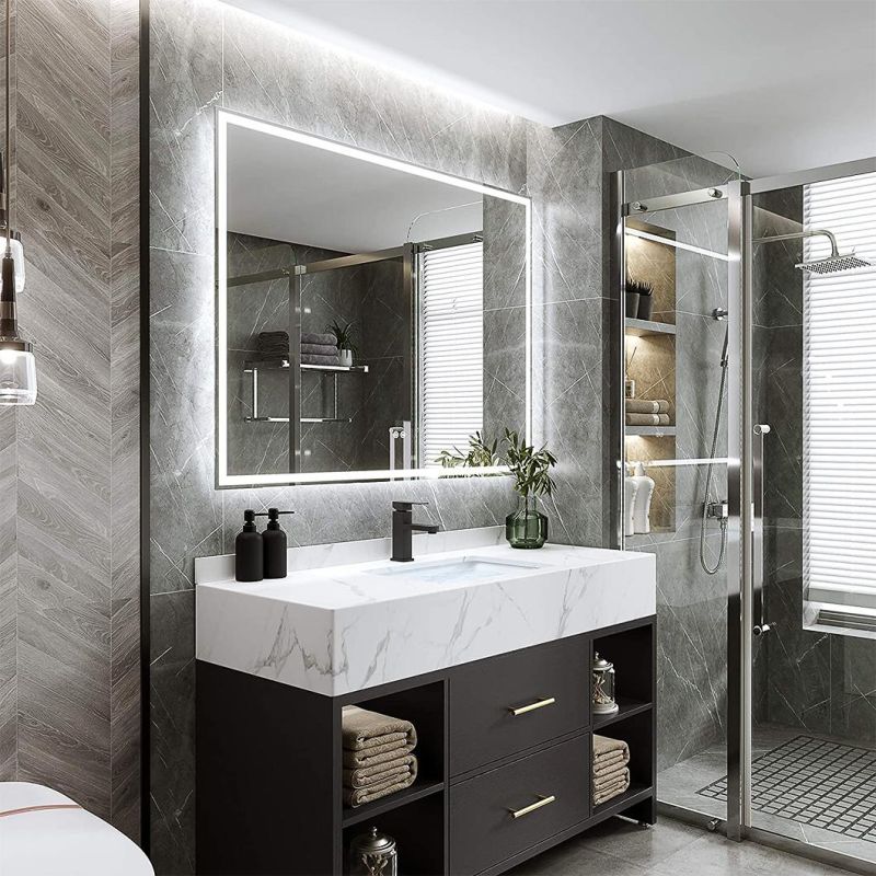 The Newly Designed Touch Smart LED Bathroom with Frame Glass Bath Mirror Hotel