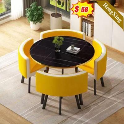 Modern Wedding Hotel Home Furniture Metal Table Leg PVC Plywood Restaurant Dining Round Table Made in China