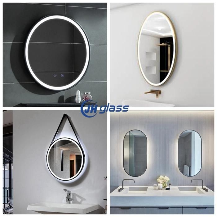 Modern Round Black Metal Framed Lighted Bathroom Wall Mirror