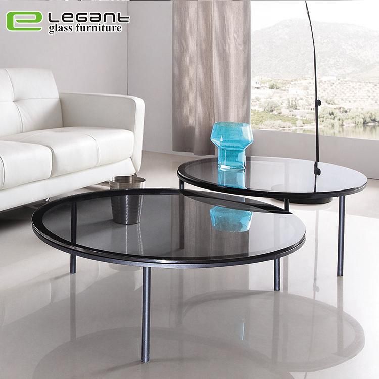 Stainless Steel Legs Round Tempered Glass Coffee Table