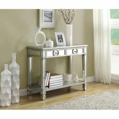 HS Glass Modern Design Crushed Diamond Mirrored Console Table