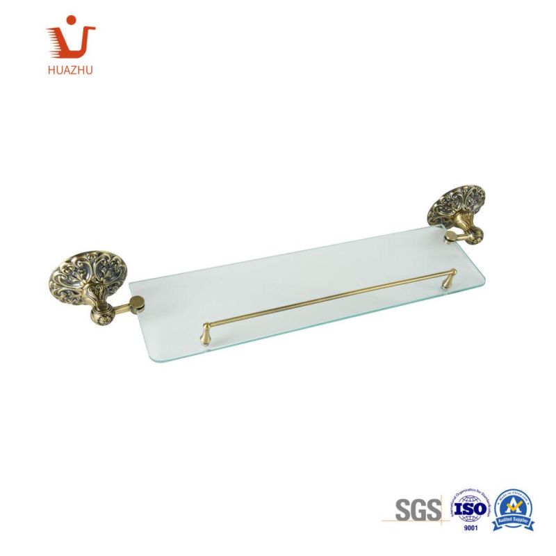 Glass Shelf Wall Mount Shelf with Chrome Plated Bath Fittings for Bathroom