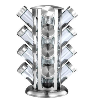 Set Glass Jar Rotating Seasoning Rack, Salt and Pepper Seasoning Bottle, Seasoning Rack Bottle Cooking Tools