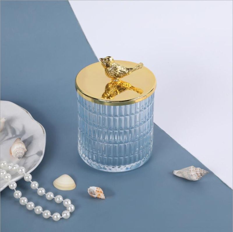 Factory Price Luxury Glass Candle Jar Ocean Set Round Glass Candle Holder with Shell and Starfish Lid