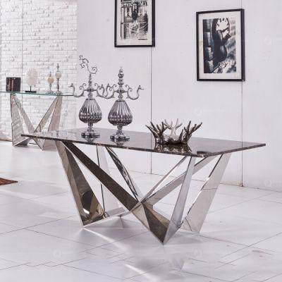 Luxury Dining Room Table and Chairs Set Modern Hotel Furniture Rectangular 12 Seater Glass Dining Table