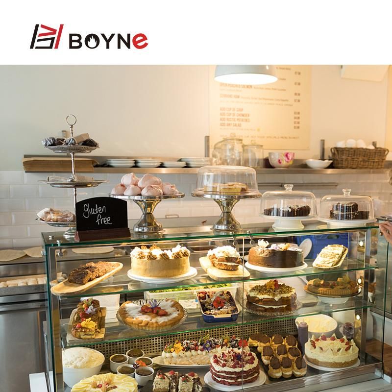 Cafe Bread Shop Beveled Two Tier Display Chiller Pastry Showcase