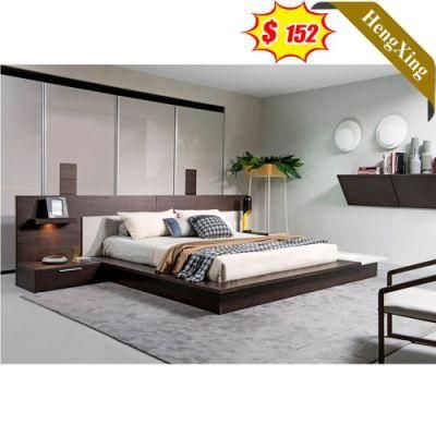 Large Backrest Modern Design Wooden Hotel Apartment Bed Bedroom Set