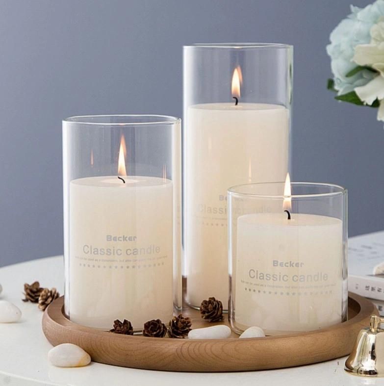 Heat-Resistant Long Cylinder Scented Glass Candle Holders for Wedding