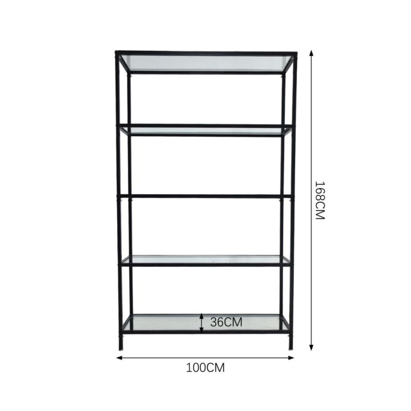 Modern 5-Tier Selected Color Tempered Glass Tea Console Table