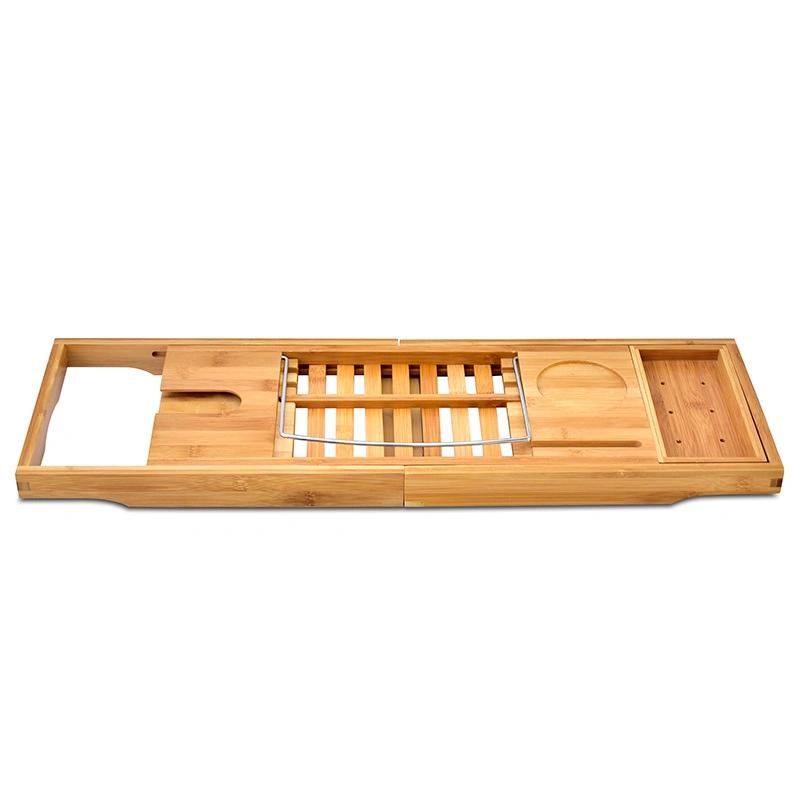 Bamboo Wooden Bath Wine Book iPad Wine Glass Tablet Shampoo Holder