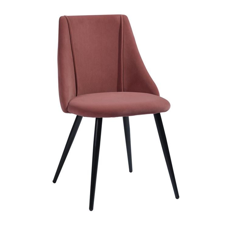 Simple Hotel Luxury Design Furniture Metal Legs Velvet Fabric Leisure Dining Chair