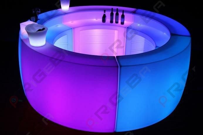 Disco DJ Party Events Wedding Battery Rechargeable LED Round Bar Counter Table Furniture for Club
