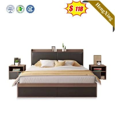 Light Luxury Grey Color Modern Style Hotel Home Furniture Wooden Bedroom King Size Beds with Cabinet
