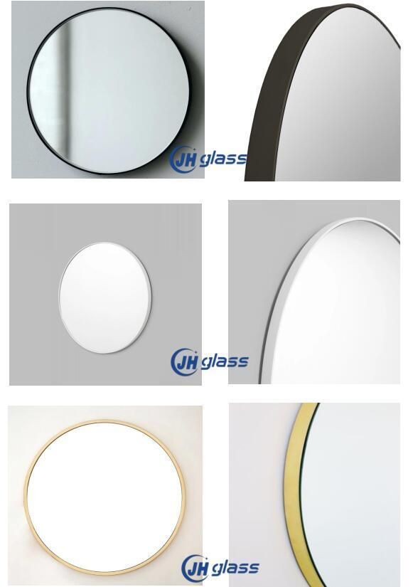 Wall Mounted Round Black White Brass Metal Framed Bathroom Furniture Makeup Mirror for Home Decoration