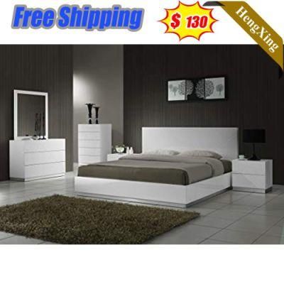 Nordic Modern Popular Style Good Price Wooden White Color Bedroom Furniture King Double Size Bed