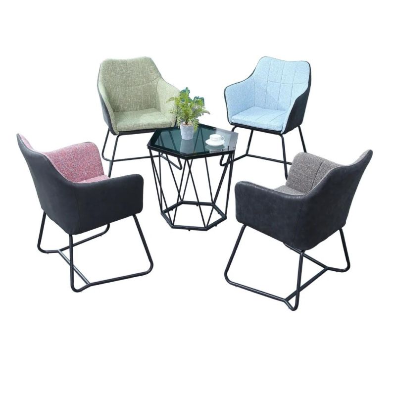 Restaurant Furniture Upholstered Velvet Fabric Armrest Chair Living Room Single Seater Sofa Chair with Metal Frame for Outdoor Chair