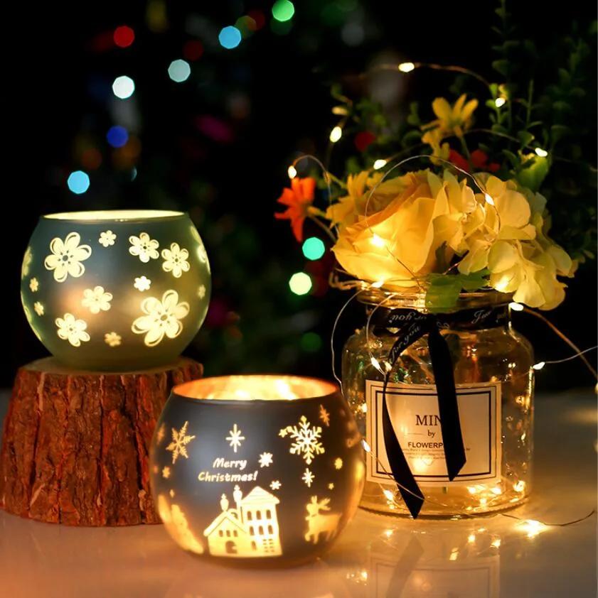 Fancy Design Glass Candle Jar Ball Candle Holder for Christmas Party