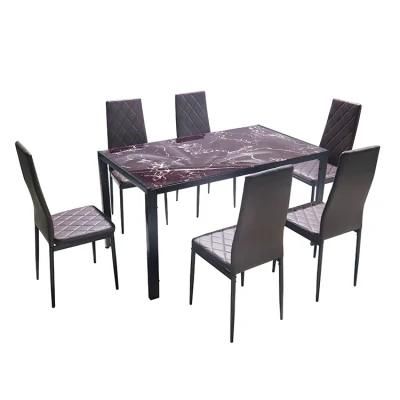 Italian Modern Folding Glass Furniture Luxury 6 Chairs Ceramic Metal Dining Table Set