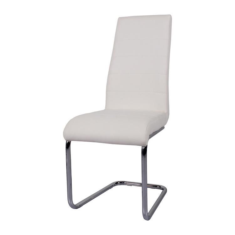 Wholesale Home Outdoor Office Furniture Chair High Back PU Back and Electroplated Round Steel Tube Leg Dining Chair