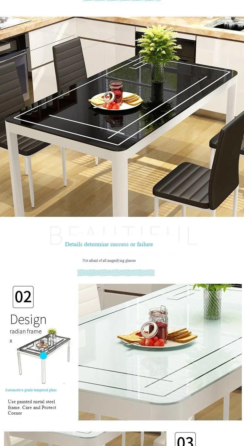 Small Modern Tempered Glass Table with Steel Frame