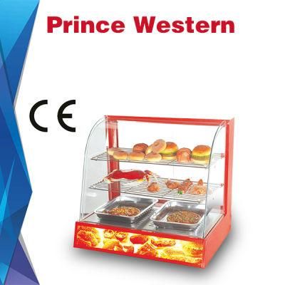 Hot Sale Curved Glass Food Warming Showcase Display Cabinet with Low Cost