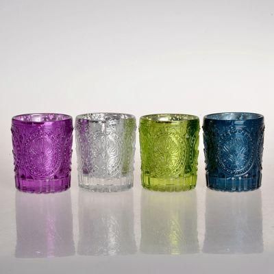 Wholesale Colored Candle Jar Custom Color Glass Candle Holders with Lid for Candle Making