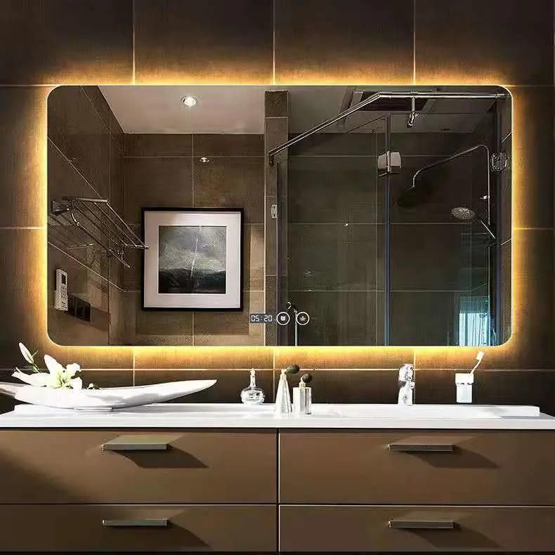 Wall Silver Smart LED Laminated Defogger Timer Furniture Bathroom Mirror