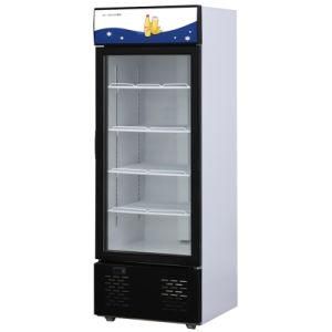 Tempered Hollow Glass Doors Vertical Display Cooler Beverage Showcase