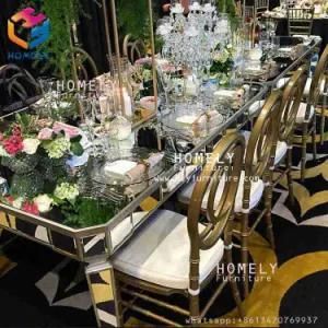 Stainless Steel Glass Top Wedding Dining Table for Events/Hotel/Wedding/Banquet