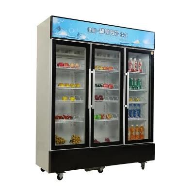 Cheap Price Commercial Three Glass Door Large Supermarket Refrigerator Upright Showcase Cooler for Drinks