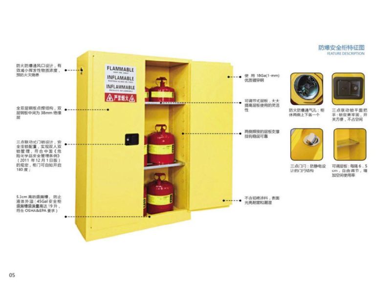 Full Steel Lab Explosion-Proof Cabinet Laboratory Double Gas Cylinder Cabinet