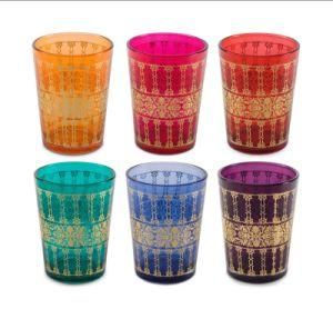 Coloured Glass Ethnic Print Tea Light Candle Holders